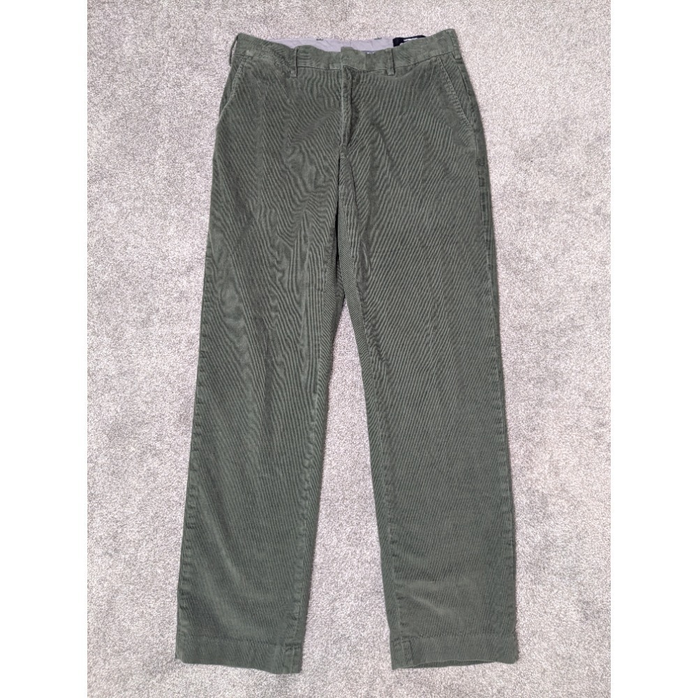 Lands End Traditional Fit Green Corduroy‎ Boho Chino Flat Front Pants Men's 32